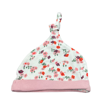 Girls Baby Baby, floral cotton hat / beanie, GUC, size 000,  