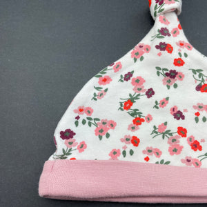 Girls Baby Baby, floral cotton hat / beanie, GUC, size 000,  