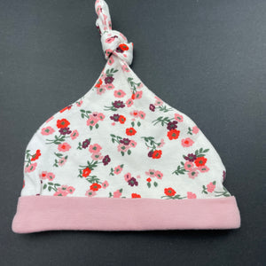 Girls Baby Baby, floral cotton hat / beanie, GUC, size 000,  