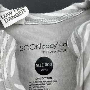 unisex Sooki Baby, cotton bodysuit / romper, GUC, size 000,  