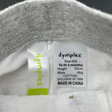 Load image into Gallery viewer, unisex Dymples, cotton leggings / bottoms, elasticated, EUC, size 000,  