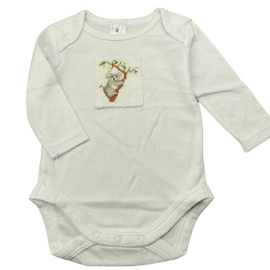 unisex Target, cotton bodysuit / romper, cross-stitched koala, EUC, size 000,  
