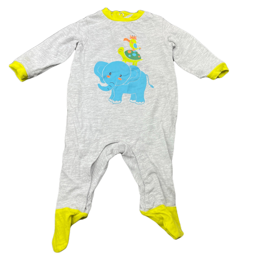 unisex Prenatal, grey marle coverall / romper, elephant, EUC, size 0000,  