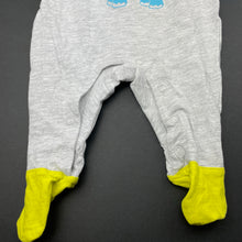 Load image into Gallery viewer, unisex Prenatal, grey marle coverall / romper, elephant, EUC, size 0000,  