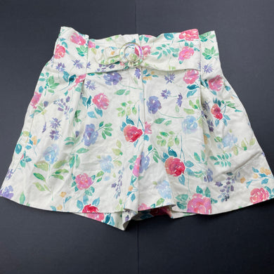 Girls Zara, floral stretch cotton shorts, elasticated, GUC, size 9,  