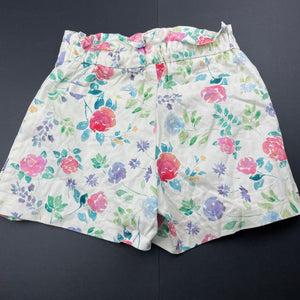 Girls Zara, floral stretch cotton shorts, elasticated, GUC, size 9,  