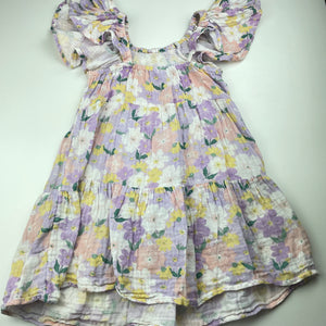 Girls Anko, floral cotton summer dress, light marks, FUC, size 6, L: 60cm