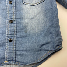 Load image into Gallery viewer, Boys Cotton On, knit denim shirt, poppers, mark lower front, FUC, size 2,  