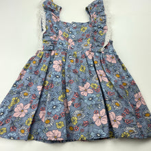 Load image into Gallery viewer, Girls Target, cotton lined floral linen blend dress, GUC, size 0, L: 40cm