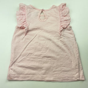 Girls Anko, broderie trim cotton top, GUC, size 1,  