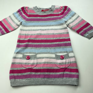 Girls Sprout, knitted cotton casual long sleeve dress, FUC, size 0, L: 41cm