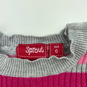 Girls Sprout, knitted cotton casual long sleeve dress, FUC, size 0, L: 41cm