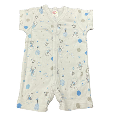 unisex Ollies Place, cotton romper, teddy bear, EUC, size 000,  