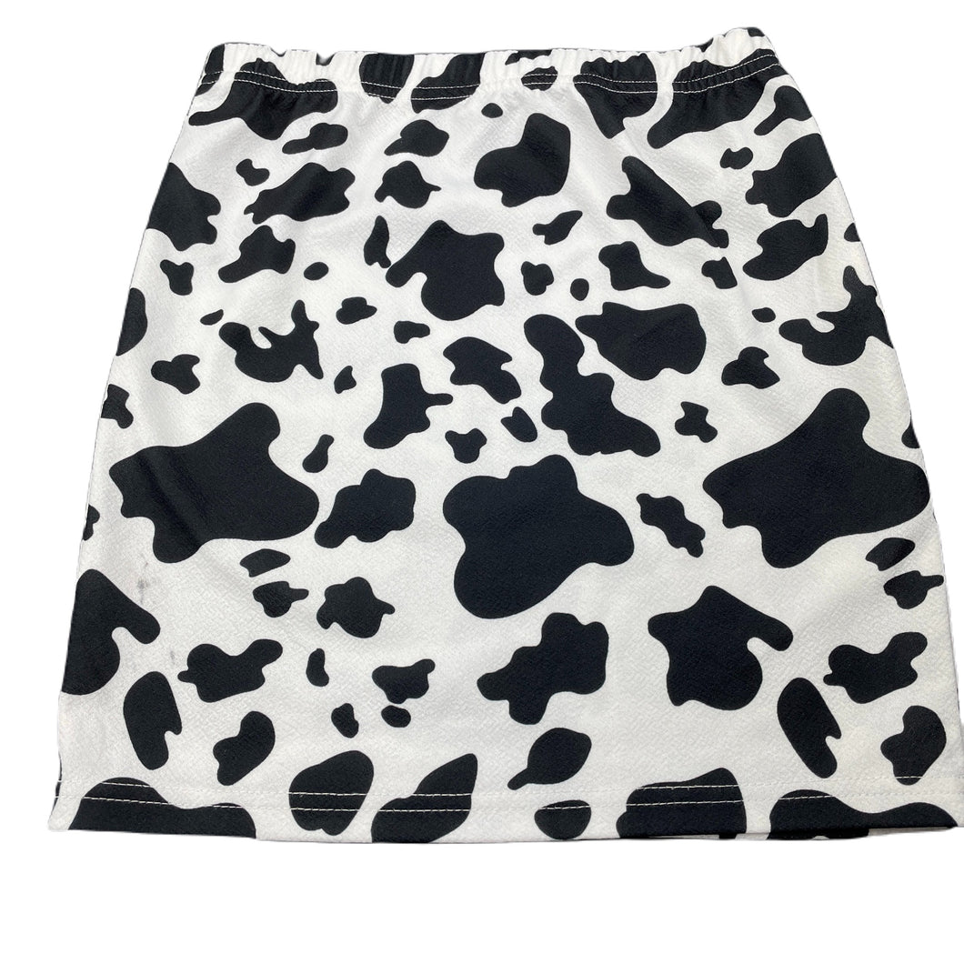 Girls SHEIN, black & white skirt, elasticated, L: 37cm, marks lower front, FUC, size 11-12,  