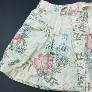 Girls Mothercare, lightweight floral cotton skirt, elasticated, L: 26cm, GUC, size 2-3,  