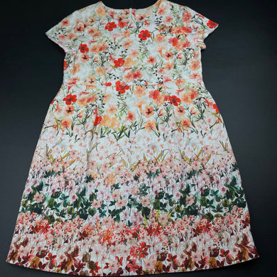 Girls Zara, floral stretch cotton dress, GUC, size 13-14, L: 72cm