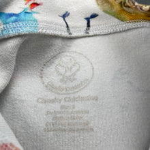 Load image into Gallery viewer, unisex Cheeky Chickadee, stretchy lightweight sweater, animals, small marks on front, wash fade &amp; pilling, FUC, size 2,  