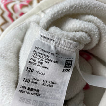 Load image into Gallery viewer, Girls Uniqlo, fleece zip up sweater, marks back right sleeve, FUC, size 6,  