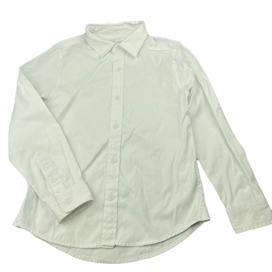 Girls David Jones, white long sleeve shirt, discolouration cuffs, FUC, size 6,  