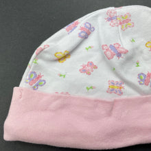 Load image into Gallery viewer, Girls cotton, hat / beanie, butterflies, EUC, size 0000-000,  