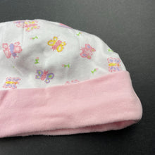 Load image into Gallery viewer, Girls cotton, hat / beanie, butterflies, EUC, size 0000-000,  