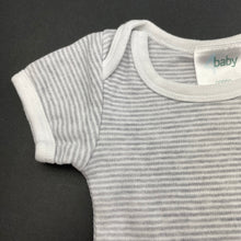 Load image into Gallery viewer, unisex 4 Baby, grey stripe bodysuit / romper, GUC, size 00000,  