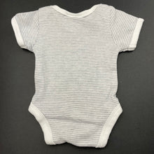 Load image into Gallery viewer, unisex 4 Baby, grey stripe bodysuit / romper, GUC, size 00000,  