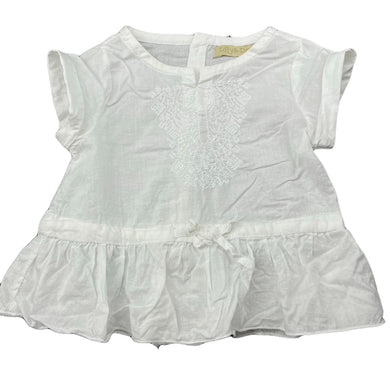 Girls Lily & Dan, embroidered lightweight cotton peplum top, EUC, size 0,  