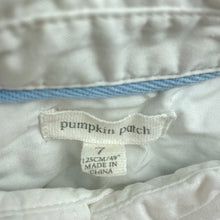 Load image into Gallery viewer, Boys Pumpkin Patch, white cotton long sleeve shirt, light mark collar, FUC, size 7,  