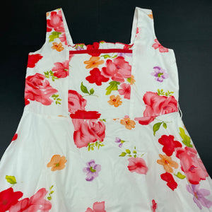 Girls Blue Sky, lined floral cotton party dress, GUC, size 8, L: 86cm