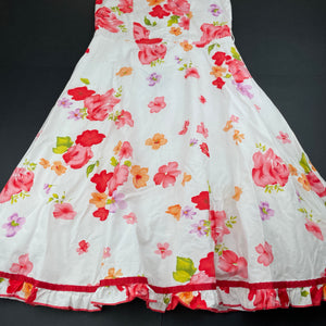 Girls Blue Sky, lined floral cotton party dress, GUC, size 8, L: 86cm