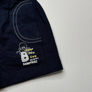 Boys navy, lightweight shorts, elasticated, EUC, size 000-00,  