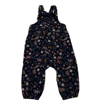 Load image into Gallery viewer, Girls Anko, navy floral corduroy cotton overalls, EUC, size 000,  