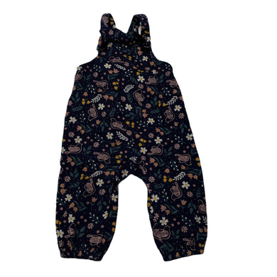 Girls Anko, navy floral corduroy cotton overalls, EUC, size 000,  