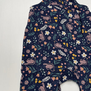Girls Anko, navy floral corduroy cotton overalls, EUC, size 000,  