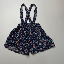 Load image into Gallery viewer, Girls Dymples, navy floral suspender shorts, EUC, size 2,  