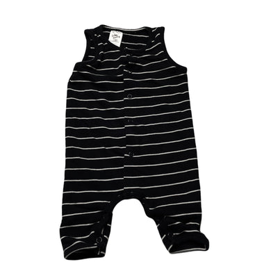unisex Baby Berry, black & white stripe stretchy romper, GUC, size 000,  