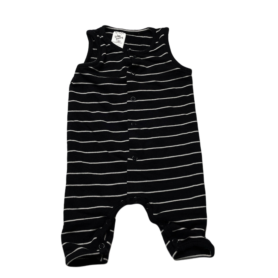 unisex Baby Berry, black & white stripe stretchy romper, GUC, size 000,  