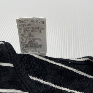 unisex Baby Berry, black & white stripe stretchy romper, GUC, size 000,  