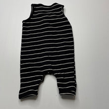 Load image into Gallery viewer, unisex Baby Berry, black &amp; white stripe stretchy romper, GUC, size 000,  
