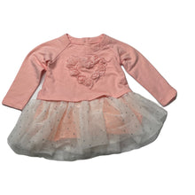 Load image into Gallery viewer, Girls BQT, cotton lined spliced long sleeve dress, EUC, size 0, L: 36cm