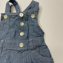 Load image into Gallery viewer, Girls Pumpkin Patch, chambray cotton overalls / shortalls, GUC, size 000,  