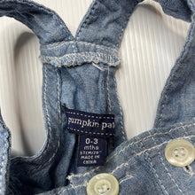 Load image into Gallery viewer, Girls Pumpkin Patch, chambray cotton overalls / shortalls, GUC, size 000,  
