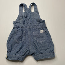 Load image into Gallery viewer, Girls Pumpkin Patch, chambray cotton overalls / shortalls, GUC, size 000,  