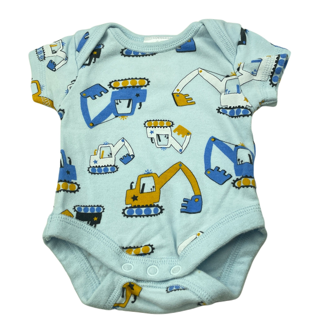 Boys Baby Baby, cotton bodysuit / romper, diggers, GUC, size 00000,  