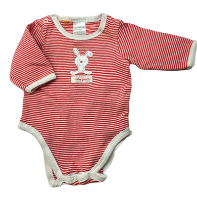 unisex Baby Patch, red stripe soft feel cotton bodysuit / romper, FUC, size 000,  