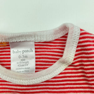 unisex Baby Patch, red stripe soft feel cotton bodysuit / romper, FUC, size 000,  
