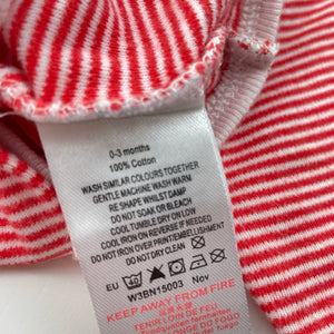 unisex Baby Patch, red stripe soft feel cotton bodysuit / romper, FUC, size 000,  