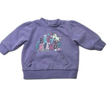 Load image into Gallery viewer, Girls Baby Biz, purple fleece lined sweater / jumper, unicorn, FUC, size 0000,  