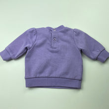 Load image into Gallery viewer, Girls Baby Biz, purple fleece lined sweater / jumper, unicorn, FUC, size 0000,  